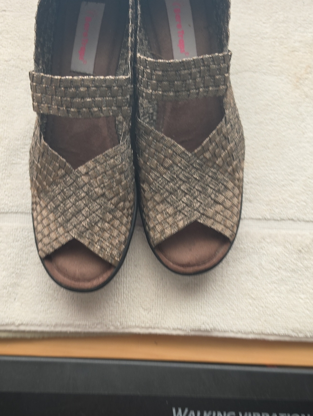BareTraps Metallic Woven Cross-Strap Sandal - Golden Brown